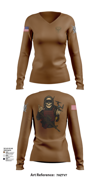 Womens Long Sleeve Vneck Shirt, D Co. UAS Platoon, , Teamtime, Team time, sublimation, custom sports apparel, team uniforms, spirit wear, spiritwear, sports uniforms, custom shirts, team store, custom team store, fundraiser sports, apparel fundraiser