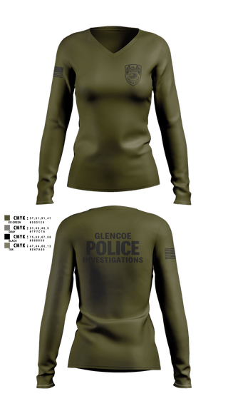 Womens Long Sleeve Vneck Shirt, Glencoe Investigations, Police, Teamtime, Team time, sublimation, custom sports apparel, team uniforms, spirit wear, spiritwear, sports uniforms, custom shirts, team store, custom team store, fundraiser sports, apparel fundraiser