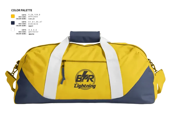Duffle Bag, BPR Lightning, Baseball, Teamtime, Team time, sublimation, custom sports apparel, team uniforms, spirit wear, spiritwear, sports uniforms, custom shirts, team store, custom team store, fundraiser sports, apparel fundraiser