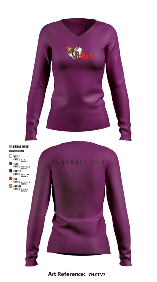 Womens Long Sleeve Vneck Shirt, B Buzz Baseball League, Baseball, Teamtime, Team time, sublimation, custom sports apparel, team uniforms, spirit wear, spiritwear, sports uniforms, custom shirts, team store, custom team store, fundraiser sports, apparel fundraiser