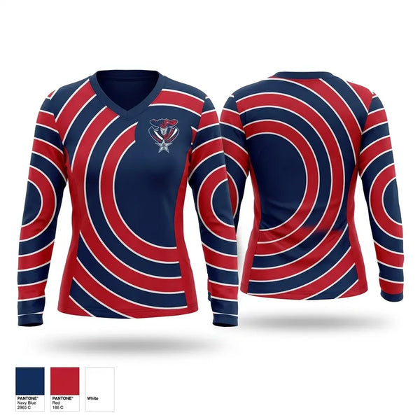 Womens Long Sleeve Vneck Shirt, ALA Patriots, , Teamtime, Team time, sublimation, custom sports apparel, team uniforms, spirit wear, spiritwear, sports uniforms, custom shirts, team store, custom team store, fundraiser sports, apparel fundraiser
