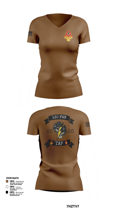 130th FAB Target Acquisition Platoon 22737787 Women's Short Sleeve V-neck Shirt - 102
