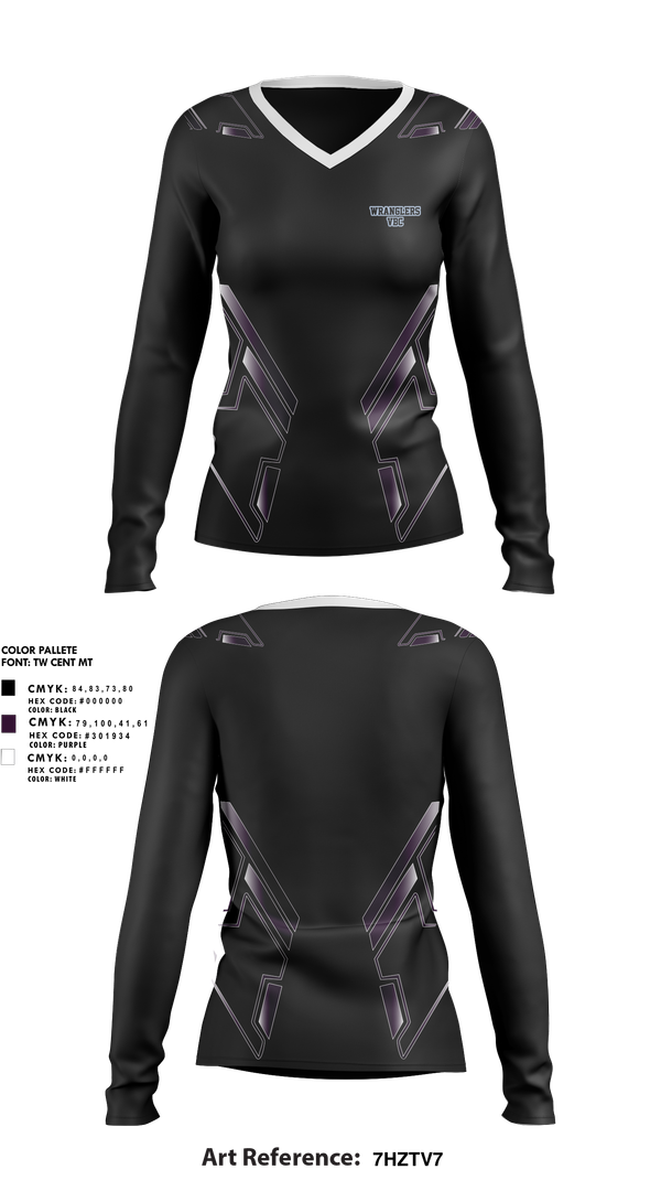 Womens Long Sleeve Vneck Shirt, Wranglers VBC, Women's Volleyball, Teamtime, Team time, sublimation, custom sports apparel, team uniforms, spirit wear, spiritwear, sports uniforms, custom shirts, team store, custom team store, fundraiser sports, apparel fundraiser