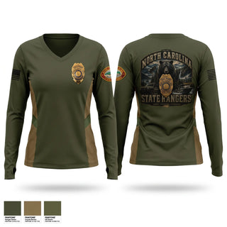 Womens Long Sleeve Vneck Shirt, NC DNCR State Ranger, Police, Teamtime, Team time, sublimation, custom sports apparel, team uniforms, spirit wear, spiritwear, sports uniforms, custom shirts, team store, custom team store, fundraiser sports, apparel fundraiser