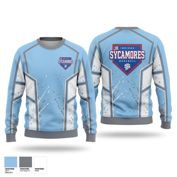 Crew Neck Sweatshirt, Indiana Jr Sycamores, Baseball, Teamtime, Team time, sublimation, custom sports apparel, team uniforms, spirit wear, spiritwear, sports uniforms, custom shirts, team store, custom team store, fundraiser sports, apparel fundraiser