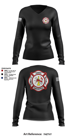 Womens Long Sleeve Vneck Shirt, Sardis-Timmonsville fire department station 1, , Teamtime, Team time, sublimation, custom sports apparel, team uniforms, spirit wear, spiritwear, sports uniforms, custom shirts, team store, custom team store, fundraiser sports, apparel fundraiser