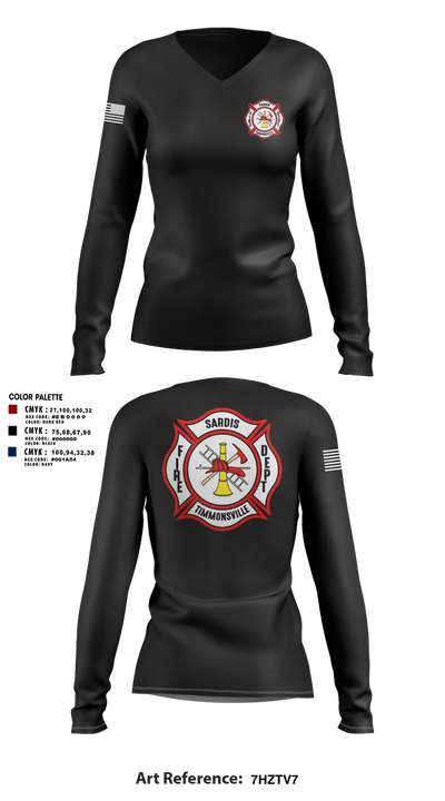 Sardis-Timmonsville fire department station 1 32598145 Women's Long Sleeve V-neck Shirt - 3