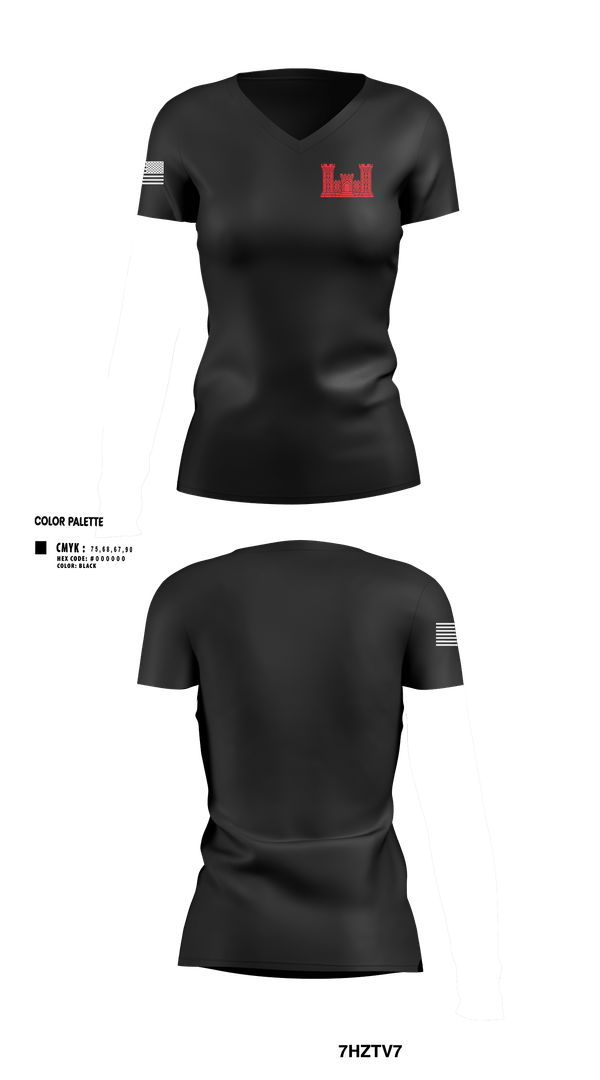 Womens Short Sleeve Vneck Shirt, 205TH EN BN, Army, Teamtime, Team time, sublimation, custom sports apparel, team uniforms, spirit wear, spiritwear, sports uniforms, custom shirts, team store, custom team store, fundraiser sports, apparel fundraiser