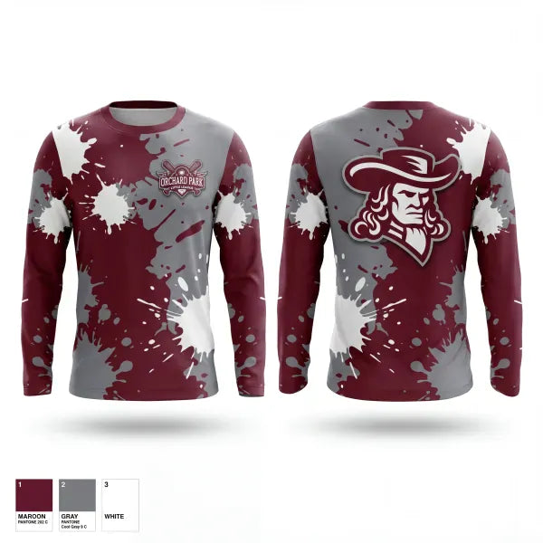 Long Sleeve Performance Shirt, Orchard Park Quakers, Baseball, Teamtime, Team time, sublimation, custom sports apparel, team uniforms, spirit wear, spiritwear, sports uniforms, custom shirts, team store, custom team store, fundraiser sports, apparel fundraiser
