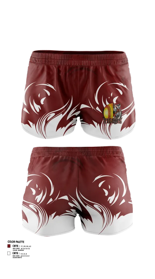 Womens Shorts, Pensacola High Lady Tigers, Softball, Teamtime, Team time, sublimation, custom sports apparel, team uniforms, spirit wear, spiritwear, sports uniforms, custom shirts, team store, custom team store, fundraiser sports, apparel fundraiser