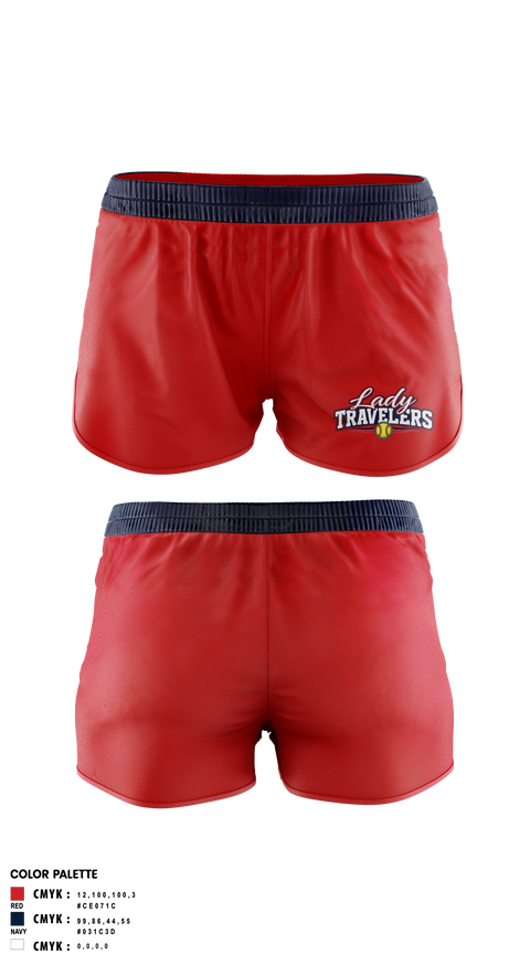 Womens Shorts, Lady Travelers, Softball, Teamtime, Team time, sublimation, custom sports apparel, team uniforms, spirit wear, spiritwear, sports uniforms, custom shirts, team store, custom team store, fundraiser sports, apparel fundraiser