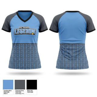 Womens Short Sleeve Vneck Shirt, EC Ohio Legends, Softball, Teamtime, Team time, sublimation, custom sports apparel, team uniforms, spirit wear, spiritwear, sports uniforms, custom shirts, team store, custom team store, fundraiser sports, apparel fundraiser