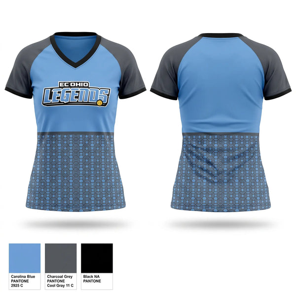 Womens Short Sleeve Vneck Shirt, EC Ohio Legends, Softball, Teamtime, Team time, sublimation, custom sports apparel, team uniforms, spirit wear, spiritwear, sports uniforms, custom shirts, team store, custom team store, fundraiser sports, apparel fundraiser