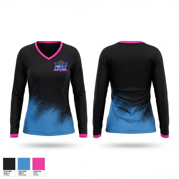 Womens Long Sleeve Vneck Shirt, NEXT LEVEL, Softball, Teamtime, Team time, sublimation, custom sports apparel, team uniforms, spirit wear, spiritwear, sports uniforms, custom shirts, team store, custom team store, fundraiser sports, apparel fundraiser