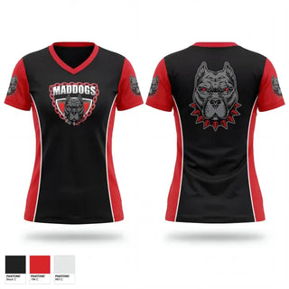 Womens Short Sleeve Vneck Shirt, Fairview Heights Mad Dogs, , Teamtime, Team time, sublimation, custom sports apparel, team uniforms, spirit wear, spiritwear, sports uniforms, custom shirts, team store, custom team store, fundraiser sports, apparel fundraiser