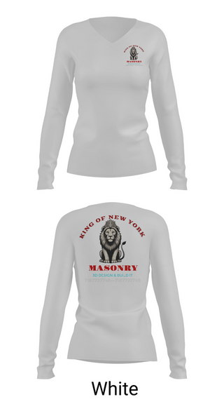 Womens Long Sleeve Vneck Shirt, King of New York masonry, , Teamtime, Team time, sublimation, custom sports apparel, team uniforms, spirit wear, spiritwear, sports uniforms, custom shirts, team store, custom team store, fundraiser sports, apparel fundraiser