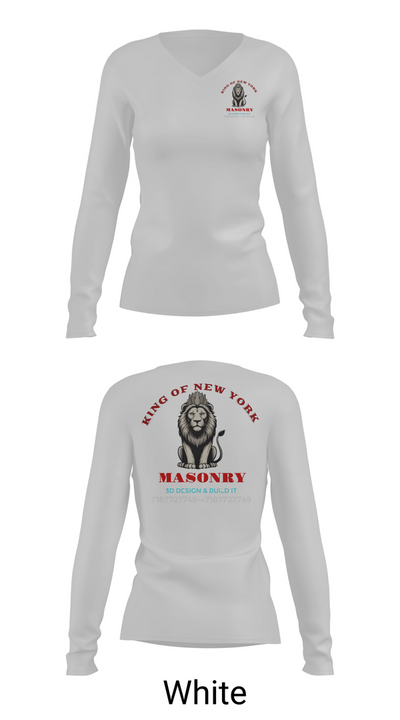 King of New York masonry 63328026 Women's Long Sleeve V-neck Shirt - 16