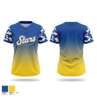 Two Button Softball Jersey, Butler Stars, Softball, Teamtime, Team time, sublimation, custom sports apparel, team uniforms, spirit wear, spiritwear, sports uniforms, custom shirts, team store, custom team store, fundraiser sports, apparel fundraiser