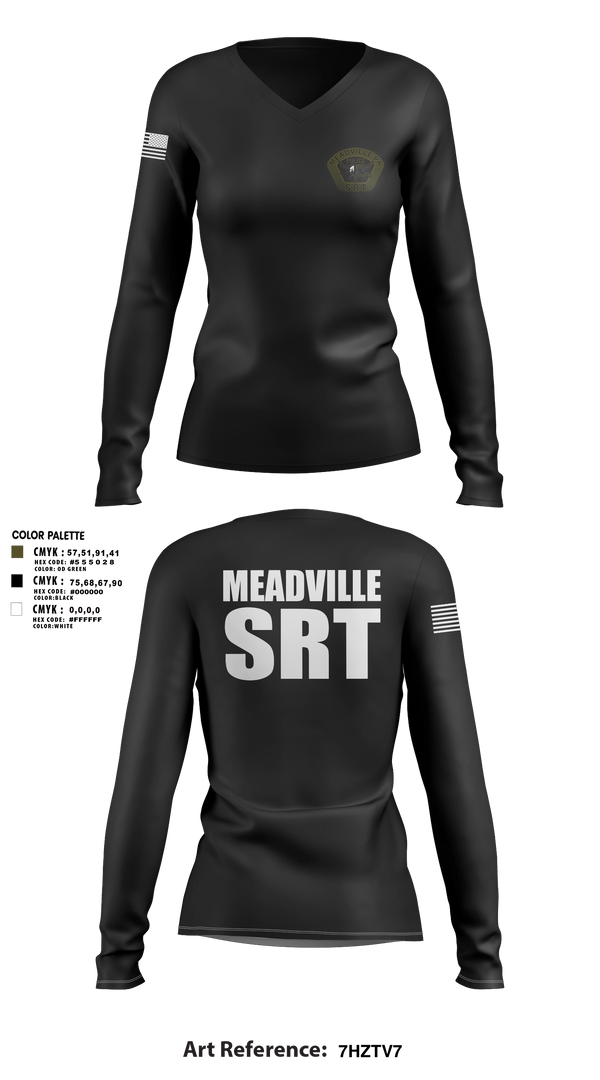Womens Long Sleeve Vneck Shirt, Meadville SRT, Police, Teamtime, Team time, sublimation, custom sports apparel, team uniforms, spirit wear, spiritwear, sports uniforms, custom shirts, team store, custom team store, fundraiser sports, apparel fundraiser