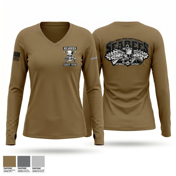 Womens Long Sleeve Vneck Shirt, NASTY NINE, Navy, Teamtime, Team time, sublimation, custom sports apparel, team uniforms, spirit wear, spiritwear, sports uniforms, custom shirts, team store, custom team store, fundraiser sports, apparel fundraiser
