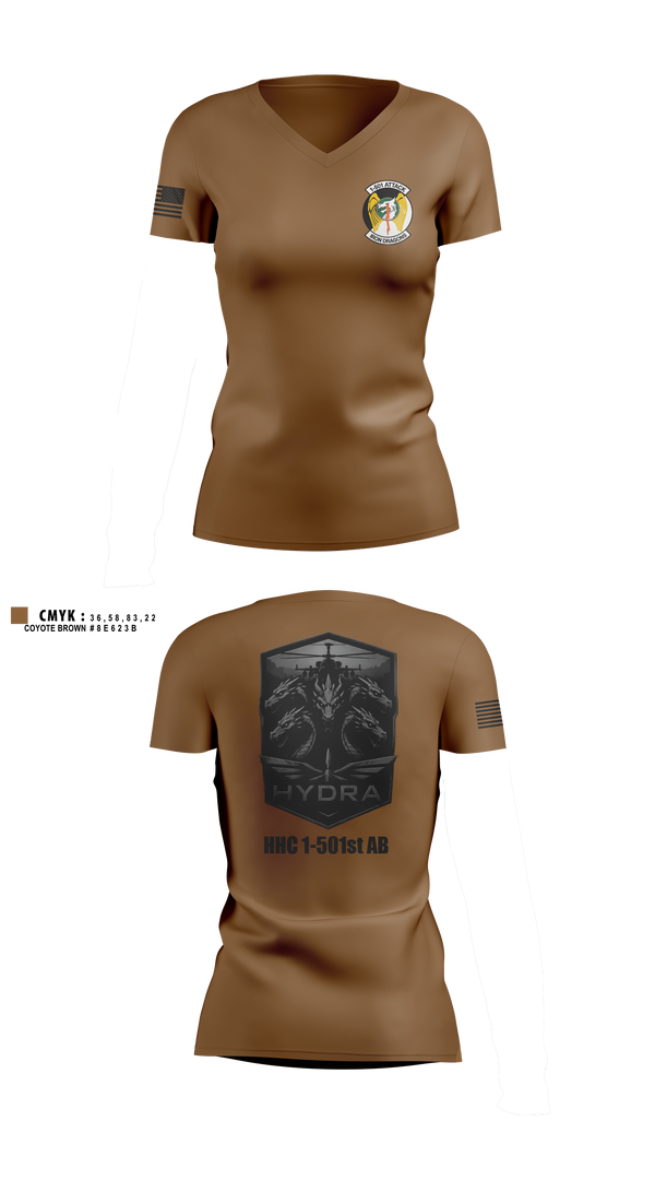 Womens Short Sleeve Vneck Shirt, HHC/1-501 AB, Army, Teamtime, Team time, sublimation, custom sports apparel, team uniforms, spirit wear, spiritwear, sports uniforms, custom shirts, team store, custom team store, fundraiser sports, apparel fundraiser