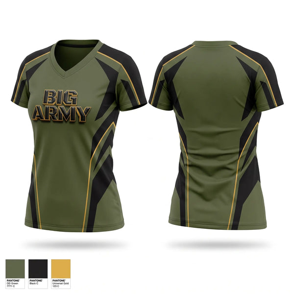 Womens Short Sleeve Vneck Shirt, BIG ARMY, , Teamtime, Team time, sublimation, custom sports apparel, team uniforms, spirit wear, spiritwear, sports uniforms, custom shirts, team store, custom team store, fundraiser sports, apparel fundraiser