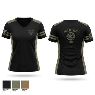 Womens Short Sleeve Vneck Shirt, Parkersburg SWAT, Police, Teamtime, Team time, sublimation, custom sports apparel, team uniforms, spirit wear, spiritwear, sports uniforms, custom shirts, team store, custom team store, fundraiser sports, apparel fundraiser