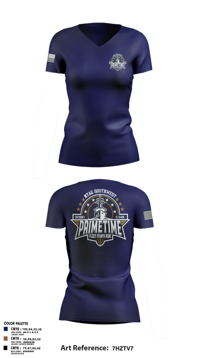 PRIMETIME 79081947 Women's Short Sleeve V-neck Shirt - 1