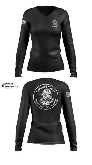 Womens Long Sleeve Vneck Shirt, Kreep Armory, , Teamtime, Team time, sublimation, custom sports apparel, team uniforms, spirit wear, spiritwear, sports uniforms, custom shirts, team store, custom team store, fundraiser sports, apparel fundraiser