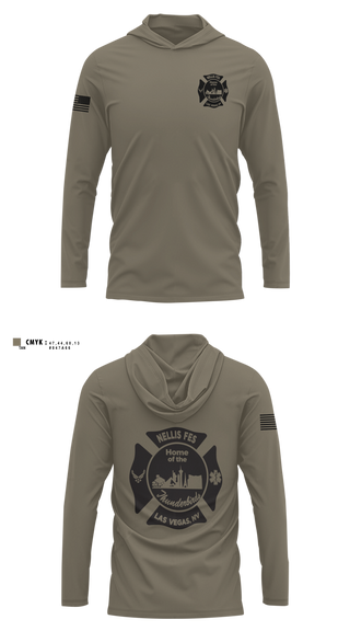 Long Sleeve Performance Shirt with hood, 99 CES/CEF, Air Force, Teamtime, Team time, sublimation, custom sports apparel, team uniforms, spirit wear, spiritwear, sports uniforms, custom shirts, team store, custom team store, fundraiser sports, apparel fundraiser