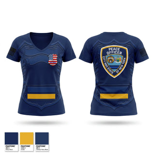 Womens Short Sleeve Vneck Shirt, New York Peace Officers Benevolent Association, Police, Teamtime, Team time, sublimation, custom sports apparel, team uniforms, spirit wear, spiritwear, sports uniforms, custom shirts, team store, custom team store, fundraiser sports, apparel fundraiser