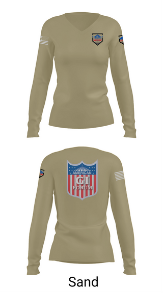 Womens Long Sleeve Vneck Shirt, Agif board, Army, Teamtime, Team time, sublimation, custom sports apparel, team uniforms, spirit wear, spiritwear, sports uniforms, custom shirts, team store, custom team store, fundraiser sports, apparel fundraiser