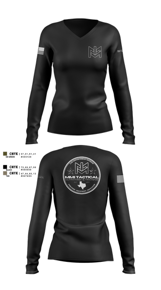 Womens Long Sleeve Vneck Shirt, MMI TACTICAL, , Teamtime, Team time, sublimation, custom sports apparel, team uniforms, spirit wear, spiritwear, sports uniforms, custom shirts, team store, custom team store, fundraiser sports, apparel fundraiser