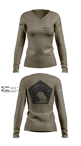 Womens Long Sleeve Vneck Shirt, 1/204th ADA, , Teamtime, Team time, sublimation, custom sports apparel, team uniforms, spirit wear, spiritwear, sports uniforms, custom shirts, team store, custom team store, fundraiser sports, apparel fundraiser
