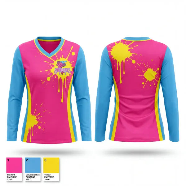 Womens Long Sleeve Vneck Shirt, Mudcats, Baseball, Teamtime, Team time, sublimation, custom sports apparel, team uniforms, spirit wear, spiritwear, sports uniforms, custom shirts, team store, custom team store, fundraiser sports, apparel fundraiser