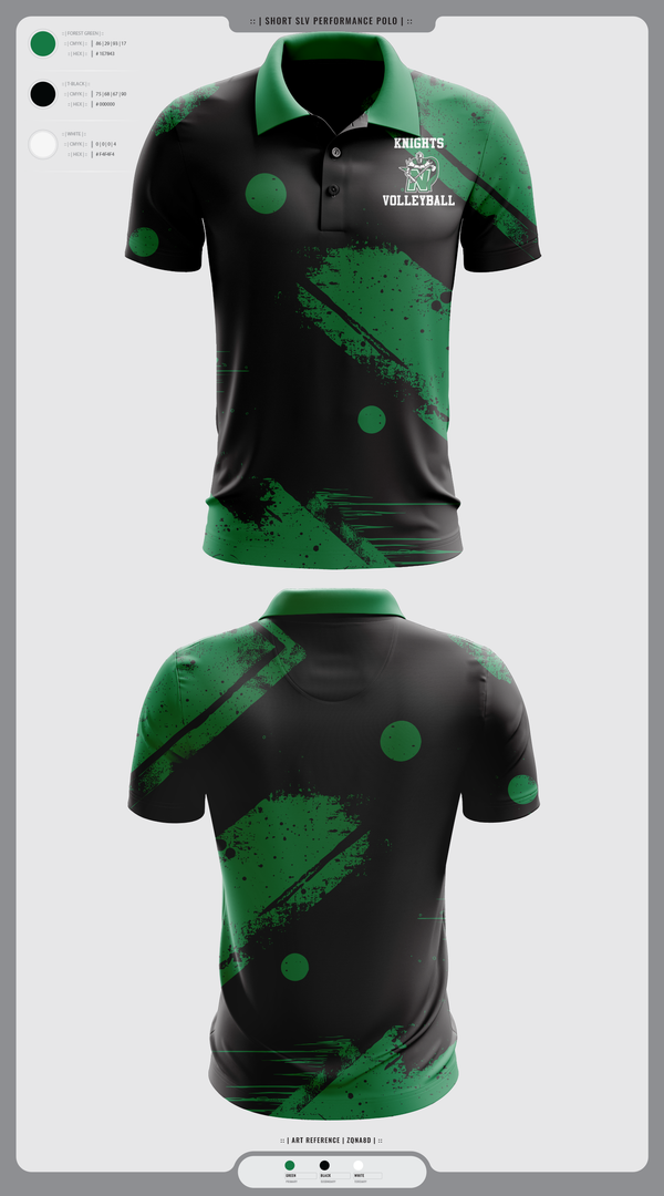 Short Sleeve Performance Polo, Nordonia Knights Volleyball, Men's Volleyball, Teamtime, Team time, sublimation, custom sports apparel, team uniforms, spirit wear, spiritwear, sports uniforms, custom shirts, team store, custom team store, fundraiser sports, apparel fundraiser