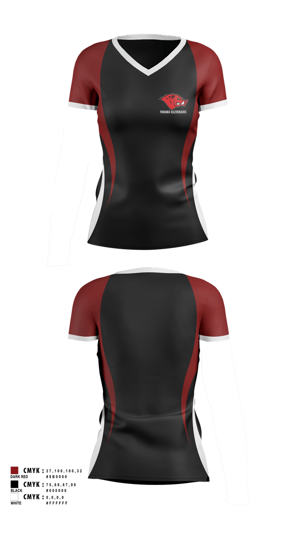 Womens Short Sleeve Vneck Shirt, Panama Razorbacks, , Teamtime, Team time, sublimation, custom sports apparel, team uniforms, spirit wear, spiritwear, sports uniforms, custom shirts, team store, custom team store, fundraiser sports, apparel fundraiser