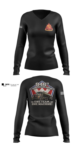 Womens Long Sleeve Vneck Shirt, 946th TC, Army, Teamtime, Team time, sublimation, custom sports apparel, team uniforms, spirit wear, spiritwear, sports uniforms, custom shirts, team store, custom team store, fundraiser sports, apparel fundraiser
