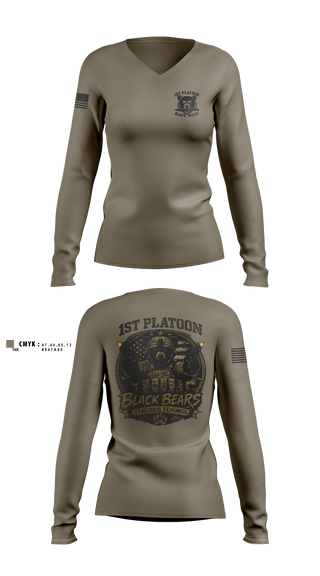 Womens Long Sleeve Vneck Shirt, 1ST PLT, 94MP, Army, Teamtime, Team time, sublimation, custom sports apparel, team uniforms, spirit wear, spiritwear, sports uniforms, custom shirts, team store, custom team store, fundraiser sports, apparel fundraiser