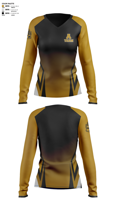 Womens Long Sleeve Vneck Shirt, A- Team Step, Spirit Store, Teamtime, Team time, sublimation, custom sports apparel, team uniforms, spirit wear, spiritwear, sports uniforms, custom shirts, team store, custom team store, fundraiser sports, apparel fundraiser