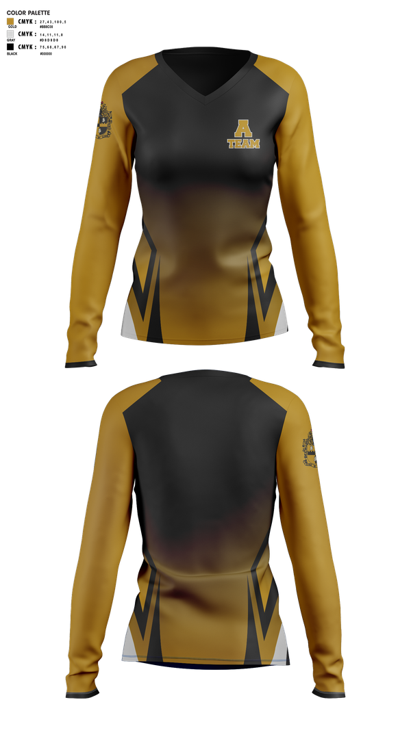 Womens Long Sleeve Vneck Shirt, A- Team Step, Spirit Store, Teamtime, Team time, sublimation, custom sports apparel, team uniforms, spirit wear, spiritwear, sports uniforms, custom shirts, team store, custom team store, fundraiser sports, apparel fundraiser