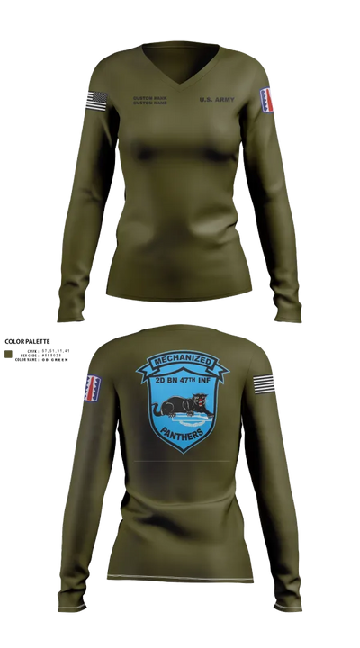 C Co 2-47 197th Infantry Brigade 20243468 Women's Long Sleeve V-neck Shirt - 31