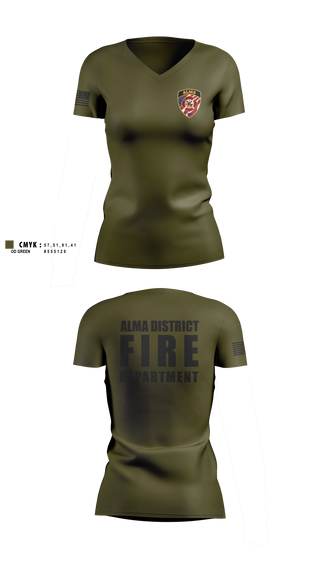 Womens Short Sleeve Vneck Shirt, Alma District Fire Department, Fire Department, Teamtime, Team time, sublimation, custom sports apparel, team uniforms, spirit wear, spiritwear, sports uniforms, custom shirts, team store, custom team store, fundraiser sports, apparel fundraiser