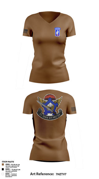 Womens Short Sleeve Vneck Shirt, HHC, Brigade Support Battalion 173D IBCT(A), , Teamtime, Team time, sublimation, custom sports apparel, team uniforms, spirit wear, spiritwear, sports uniforms, custom shirts, team store, custom team store, fundraiser sports, apparel fundraiser