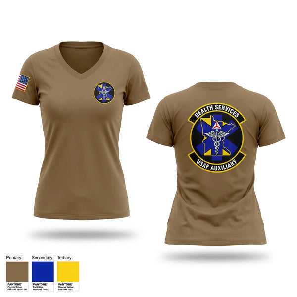 Womens Short Sleeve Vneck Shirt, Civil Air Patrol Minnesota Wing Health Service, Air Force, Teamtime, Team time, sublimation, custom sports apparel, team uniforms, spirit wear, spiritwear, sports uniforms, custom shirts, team store, custom team store, fundraiser sports, apparel fundraiser