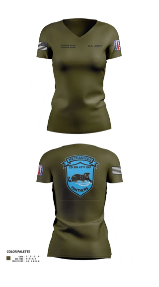 Womens Short Sleeve Vneck Shirt, C Co 2-47 197th Infantry Brigade, , Teamtime, Team time, sublimation, custom sports apparel, team uniforms, spirit wear, spiritwear, sports uniforms, custom shirts, team store, custom team store, fundraiser sports, apparel fundraiser