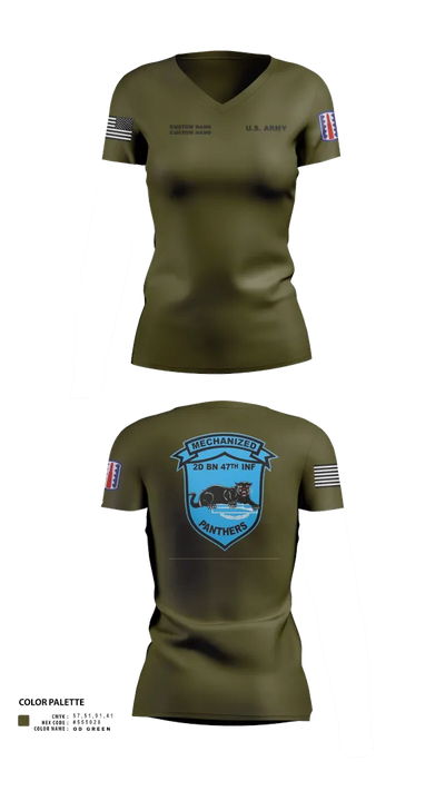 C Co 2-47 197th Infantry Brigade 20243468 Women's Short Sleeve V-neck Shirt - 31