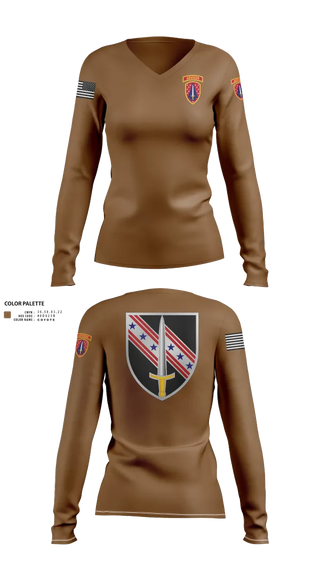 Womens Long Sleeve Vneck Shirt, 6/54th SFAB, National Guard, Teamtime, Team time, sublimation, custom sports apparel, team uniforms, spirit wear, spiritwear, sports uniforms, custom shirts, team store, custom team store, fundraiser sports, apparel fundraiser