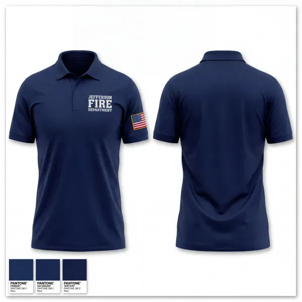 Short Sleeve Performance Polo, JEFFERSON FIRE DEPARTMENT, Fire Department, Teamtime, Team time, sublimation, custom sports apparel, team uniforms, spirit wear, spiritwear, sports uniforms, custom shirts, team store, custom team store, fundraiser sports, apparel fundraiser