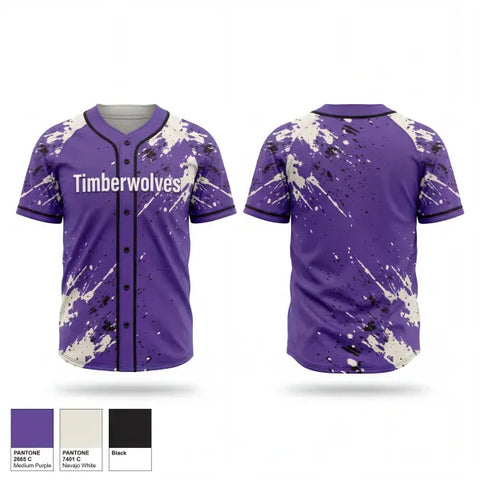 Full Button Baseball Jersey, Timberwolves, Baseball, Teamtime, Team time, sublimation, custom sports apparel, team uniforms, spirit wear, spiritwear, sports uniforms, custom shirts, team store, custom team store, fundraiser sports, apparel fundraiser
